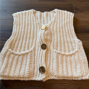 Cozy Cream Knit Sweater Vest